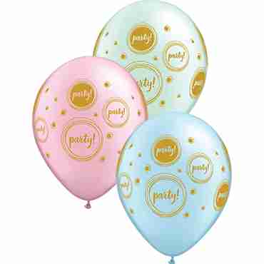 Elegant Party Pearl Light Blue, Pearl Mint Green and Pearl Pink Assortment Latex Round 11in/27.5cm