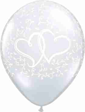 Entwined Hearts Crystal Diamond Clear (Transparent) Latex Round 11in/27.5cm