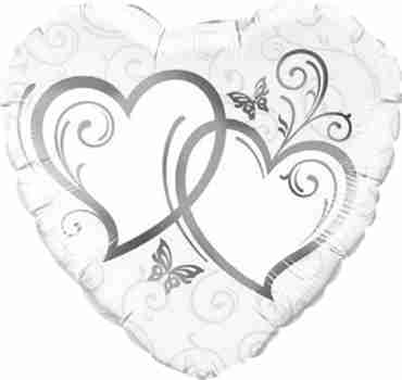 Entwined Hearts Silver Foil Heart 18in/45cm