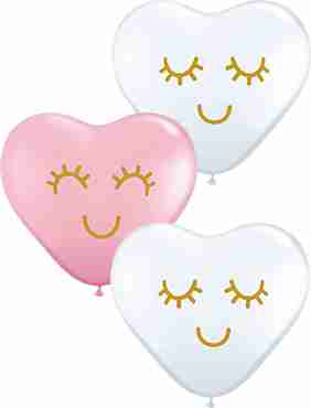 Eye Lashes Standard Pink and Standard White Assortment Latex Heart 11in/27.5cm