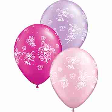 Fairies and Butterflies Pearl Magenta, Pearl Lavender and Pearl Pink Assortment Latex Round 11in/27.5cm