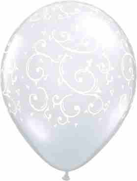 Filigree and Hearts Crystal Diamond Clear (Transparent) Latex Round 11in/27.5cm