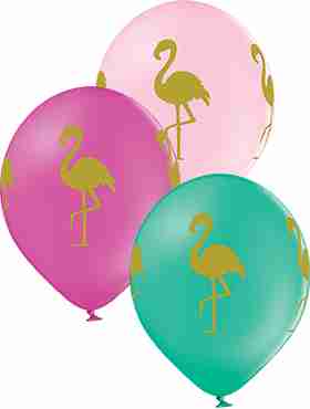 Flamingo Pastel Forest Green, Pastel Rose and Pastel Pink Assortment Latex Round 12in/30cm