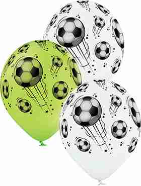 Football Pastel White and Pastel Apple Green Assortment Latex Round 12in/30cm