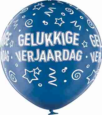 Gelukkige Verjaardag Crystal Blue (Transparent) Latex Round 24in/60cm