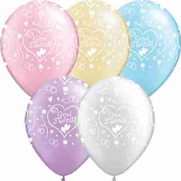 Grod g'heirat! Pearl Ivory, Pearl Lavender, Pearl Pink, Pearl Light Blue and Pearl White Assortment Latex Round 11in/27.5cm