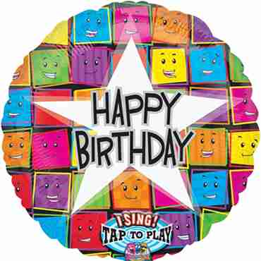 Happy Birthday Faces Sing A Tune Foil Round 28in/71cm