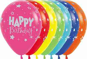 Happy Birthday Fantasy Assortment with Metallic Ink Latex Round 11in/27.5cm