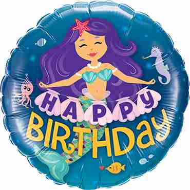 Happy Birthday Mermaid Foil Round 18in/45cm