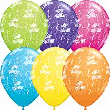 Happy Birthday Tropical Assortment Latex Round 11in/27.5cm