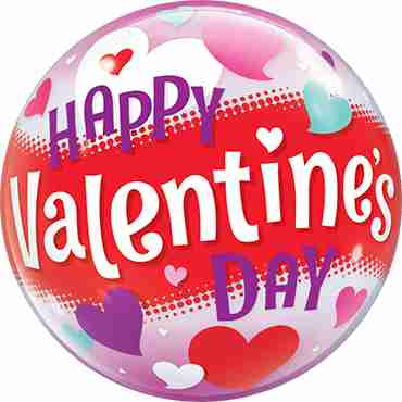 Happy Valentines Day Hearts Single Bubble 22in/50cm