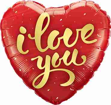 I Love You Gold Script Foil Heart 18in/45cm