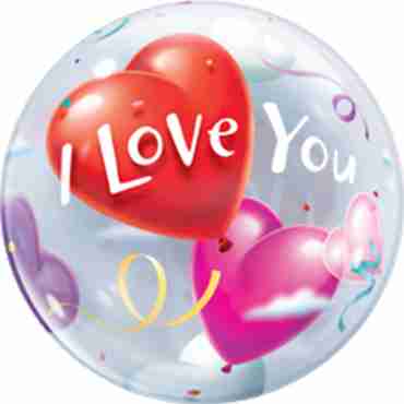I Love You Heart Balloons Single Bubble 22in/55cm