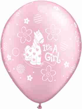 Its a Girl Soft Pony Pearl Pink Latex Round 11in/27.5cm