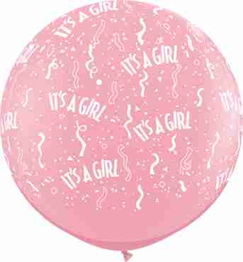 It's A Girl Standard Pink Latex Round 36in/90cm
