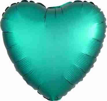 Jade Satin Luxe Foil Heart 17in/43cm