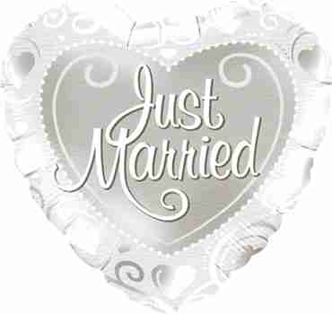 Just Married Hearts Silver Foil Heart 18in/45cm