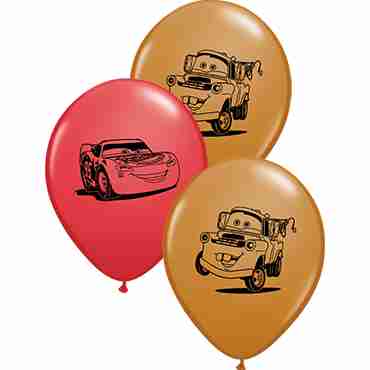 Lightning McQueen and Mater Assortment Red and Mocha Brown Assortment Latex Round 5in/12.5cm  