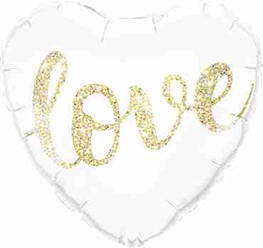 Love Glitter Gold Foil Heart 18in/45cm