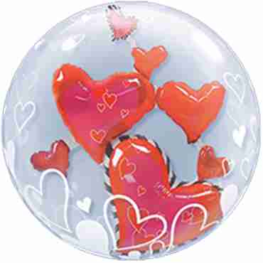 Lovely Floating Hearts Double Bubble 24in/60cm