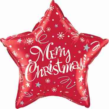 Merry Christmas! Festive Red Foil Star 20in/50cm