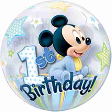 Mickey Mouse 1st Birthday Single Bubble 22in/55cm