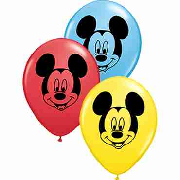 Mickey Mouse Face Standard Red, Standard Yellow and Standard Pale Blue Assortment Latex Round 5in/12.5cm  