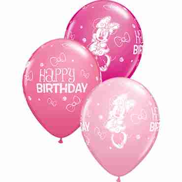 Minnie Mouse Birthday Fashion Wild Berry, Fashion Rose and Standard Pink Assortment Latex Round 11in/27.5cm