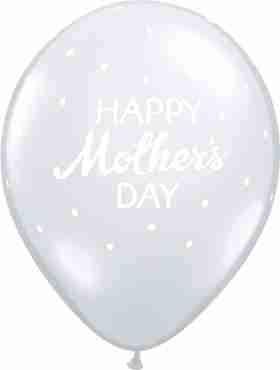 Mother's Day Petite Polka Dots Crystal Diamond Clear (Transparent) Latex Round 11in/27.5cm