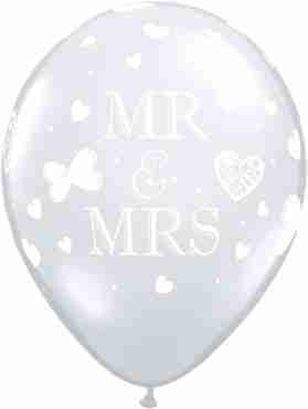Mr and Mrs Crystal Diamond Clear (Transparent) Latex Round 11in/27.5cm