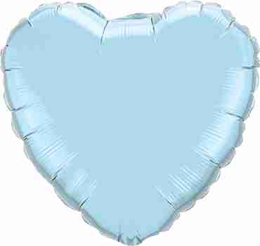 Pearl Light Blue Foil Heart 4in/10cm