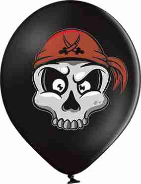 Pirate Skull Pastel Black Latex Round 12in/30cm