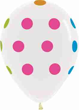 Polka Dots Neon Crystal Clear Latex Round 11in/27.5cm