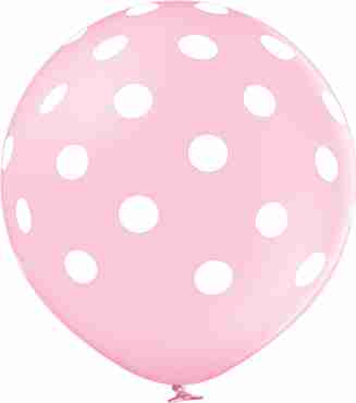 Polka Dots Pastel Pink Latex Round 24in/60cm