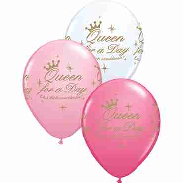 Queen For A Day Standard Pink, Standard White and Fashion Rose Assortment Latex Round 11in/27.5cm
