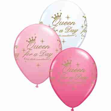 Queen For A Day Standard Pink, Standard White and Fashion Rose Assortment Latex Round 11in/27.5cm