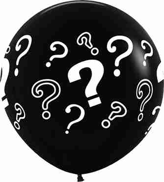 Question Marks Black Latex Round 36in/90cm