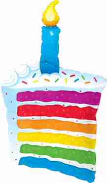 Rainbow Cake and Candle Foil Shape 42in/107cm