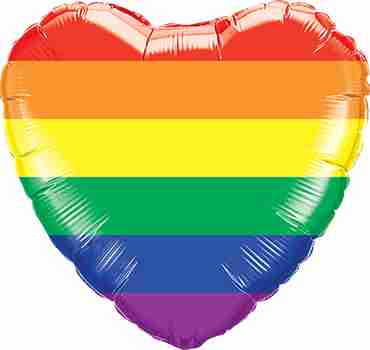 Rainbow Stripes Foil Heart 18in/45cm