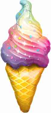 Rainbow Swirl Ice Cream Foil Shape 14in/36cm