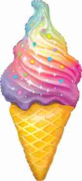 Rainbow Swirl Ice Cream Foil Shape 45in/114cm