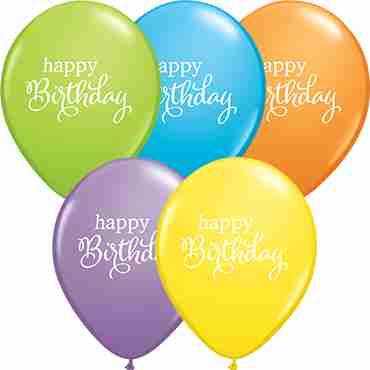 Simply Happy Birthday Bright Pastel Assortment Latex Round 11in/27.5cm