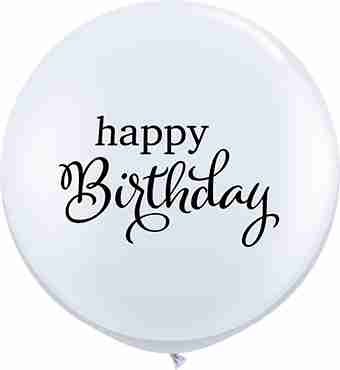 Simply Happy Birthday Standard White Latex Round 36in/90cm