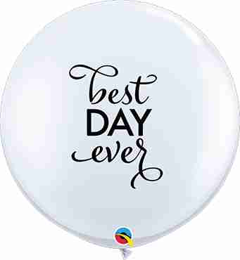 Simply The Best Day Ever Standard White Latex Round 36in/90cm