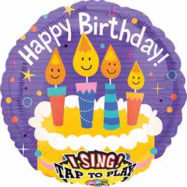 Singing Birthday Candles Sing A Tune Foil Round 28in/71cm