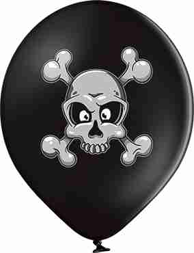 Skull and Crossbones Pastel Black Latex Round 12in/30cm