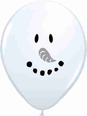 Smile Face Snowman Standard White Latex Round 5in/12.5cm