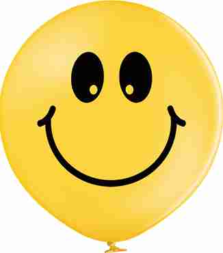 Smiley Pastel Bright Yellow Latex Round 24in/60cm