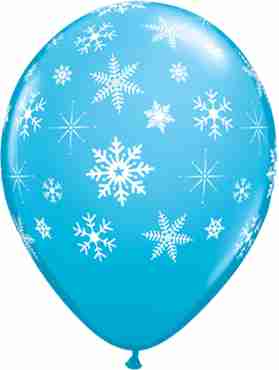 Snowflakes and Sparkles Fashion Robins Egg Blue Latex Round 11in/27.5cm