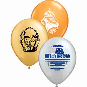 Star Wars Droids Assortment Standard Orange, Metallic Silver and Metallic Gold Latex Round 5in/12.5cm  